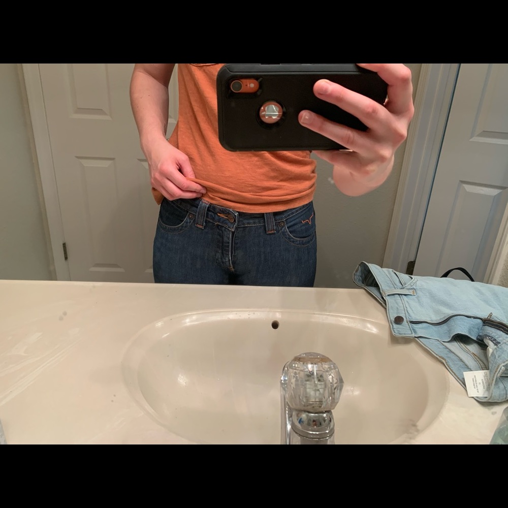 Kimes Ranch Francesca boot cut jeans dark wash.